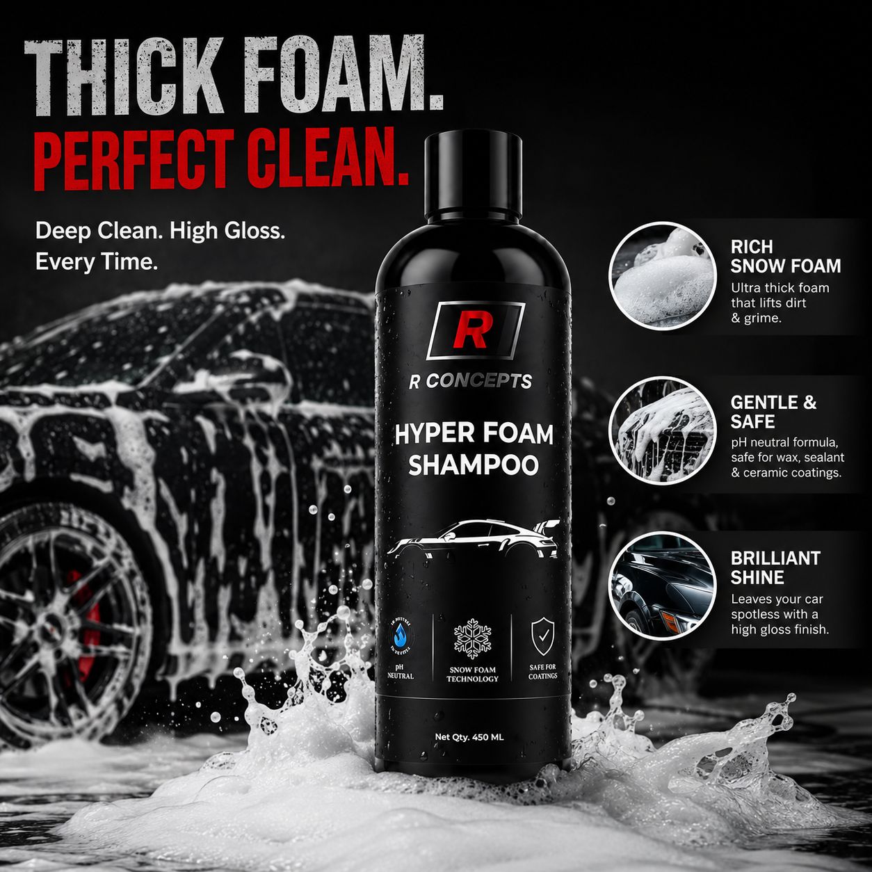 R CONCEPTS Hyper Foam Car Shampoo – pH Neutral Snow Foam
