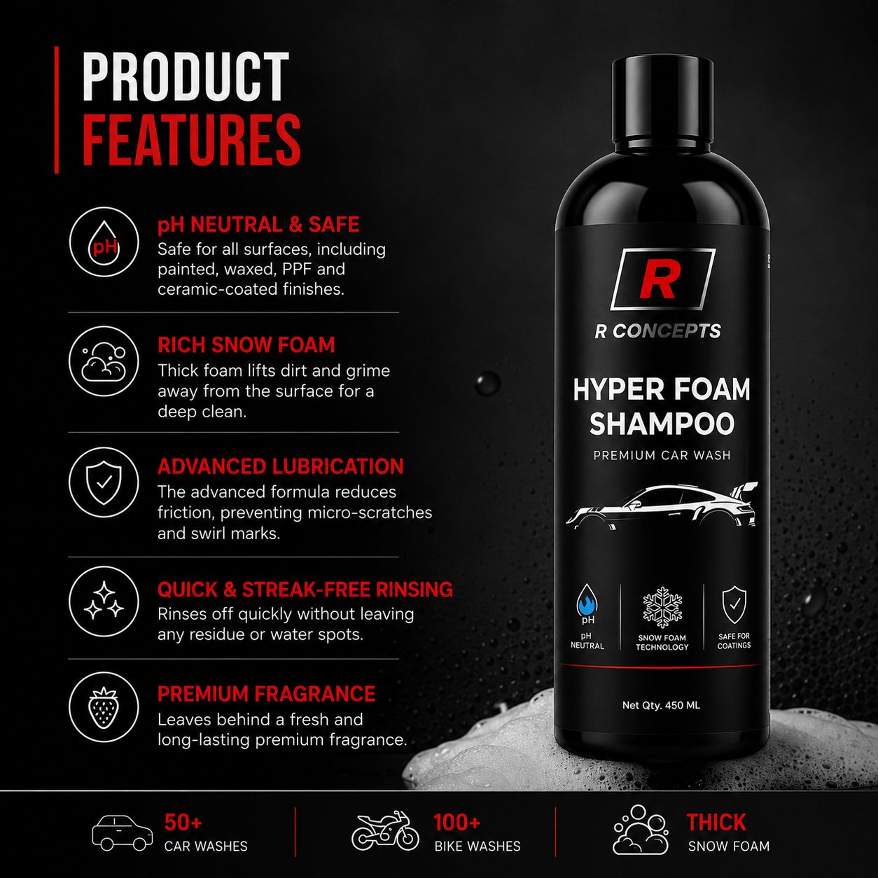 R CONCEPTS Hyper Foam Car Shampoo – pH Neutral Snow Foam